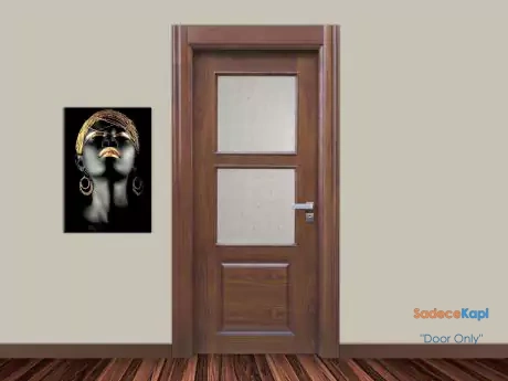 american walnut colored double glazed natural wooden door
