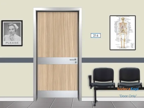 boa vista teak hospital door with kick plate and stretcher