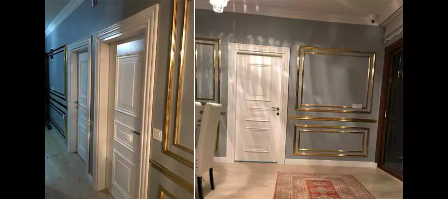 Lacquered Door with Tri-core Slats and Antique Moldings
