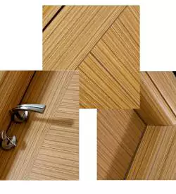 fugalı teak renkli doğal ahşap kaplama kapı