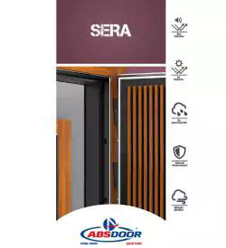sera dikey ahşap çıtalı çelik kapı