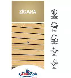 zigana yatay ahşap desenli çelik kapı