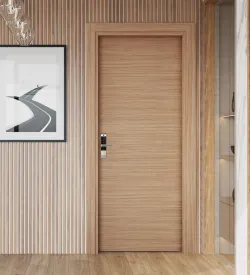 Modern Teak Fire-Rated Hotel Door Compatible with Card Access Systems