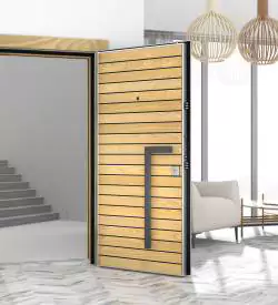Zigana Horizontal Wooden Patterned Steel Door