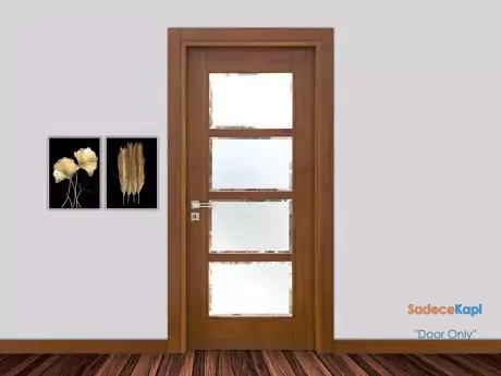 four glass natural sapele veneer door