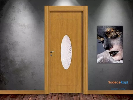 harman göbekli camlı bambu pvc kapı