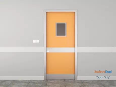 orange marigold glass aluminum framed hospital door