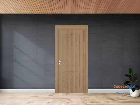 teak color diamond patterned membrane door with double core