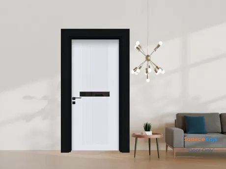 vertical groove medium black rosette composite waterproof door