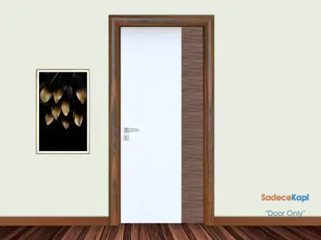 white and rosewood colored wooden veneer door