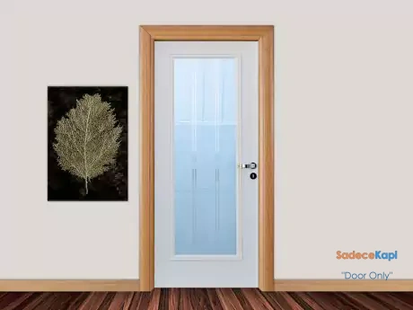 white natural wooden door with bamboo frame