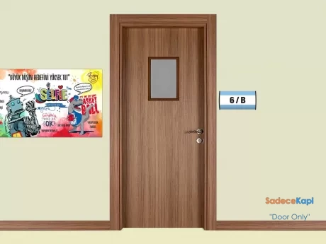 ado 100 camli teak kompozit okul sinif kapisi