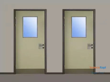 aluminyum kasali ve pencereli laminat okul kapisi