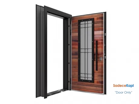 arma camlı ve çıtalı daire çelik kapı detayı