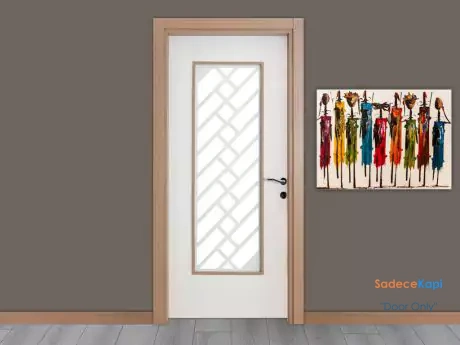 beyaz desen camli high gloss kapi