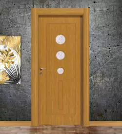 damla desenli camlı pvc kapı bambu
