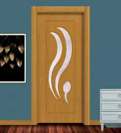 lale desen camlı bambu pvc membran kapı