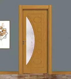 leopar boy camlı pvc kapı bambu