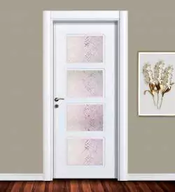 obsidyen camlı beyaz pvc membran kapı