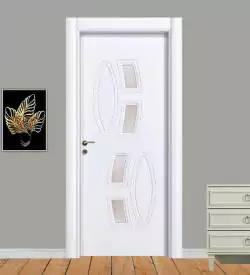 safir camlı beyaz pvc membran kapı