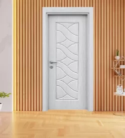 Açık Meşe Göbekli Ve Desenli Pvc Oda Kapısı