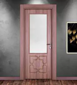 Ado 351 Göbekli Camlı Membran Kapı Teak, Pvc Kapı