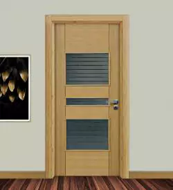 Bambu Renkli Camlı Doğal Ahşap Kaplama Kapı Ap3, Ahşap Kaplama Kapı
