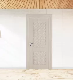 Beyaz Huş Iki Göbekli Baklava Desenli Pvc Oda Kapısı