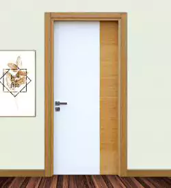Beyaz Ve Bambu Kaplamalı Ahşap Kaplama Kapı, Ahşap Kaplama Kapı