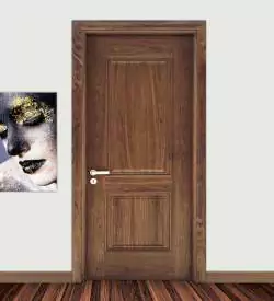 Ceviz Kaplamalı Iki Göbekli Doğal Ahşap Kapı, Ahşap Kaplama Kapı