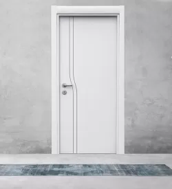 Dikey Gümüş Fugalı Soft Beyaz Melamin Kapı