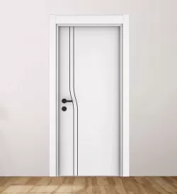 Dikey Siyah Fugalı Beyaz Melamin Kapı