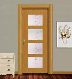 Obsidyen Camlı Bambu Pvc Membran Kapı, Membran Kapı