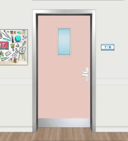 Pembe Mandevila Camlı Laminat Dershane Kapısı