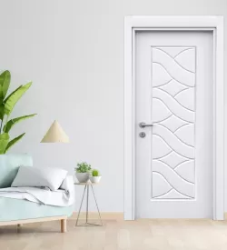 Soft Beyaz Desenli Fugalı Membran Oda Kapısı