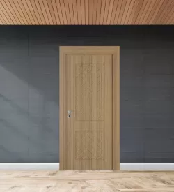 Teak Iki Göbekli Ve Baklava Desenli Membran Kapı