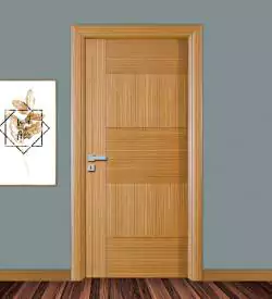 Teak Renkli Ahşap Desenli Doğal Kaplama Kapı, Ahşap Kaplama Kapı