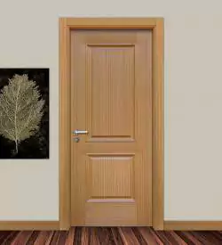 Teak Renkli Iki Göbekli Doğal Ahşap Kapı, Ahşap Kaplama Kapı
