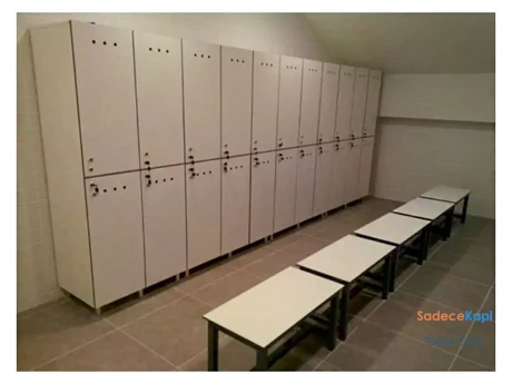 iki kapaklı tek renk laminat soyunma dolabı