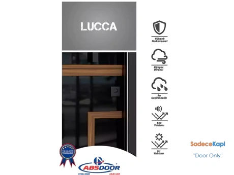 lucca siyah ahşap dekorlu daire çelik kapısı