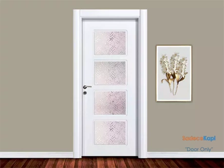 obsidyen camlı beyaz pvc membran kapı