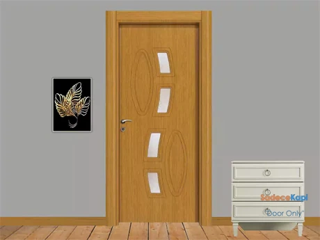 safir camlı bambu pvc membran kapı