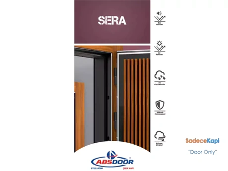 sera dikey ahşap çıtalı çelik kapı