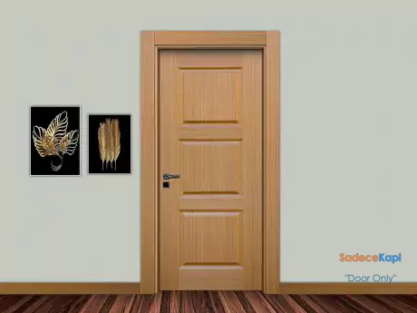 teak kaplamali uc gobekli dogal ahsap kaplama kapi