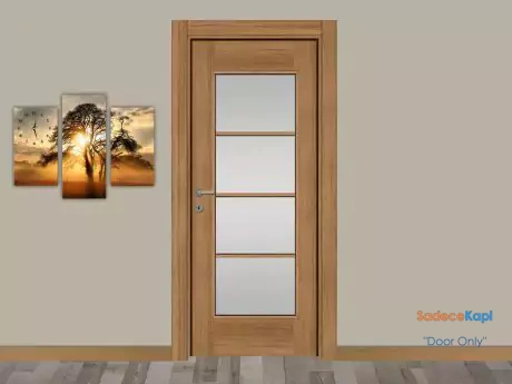 teak renkli camli melamin kapi