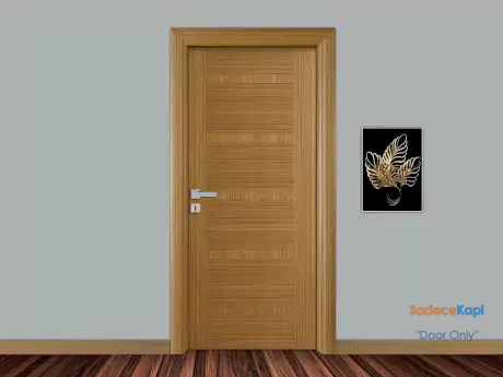 teak renkli dogal ahsap kaplamali kapi